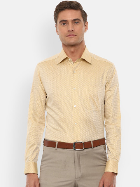 

Louis Philippe Men Beige Regular Fit Self Design Cotton Formal Shirt