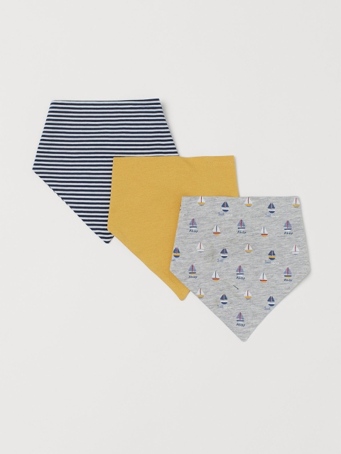 

H&M Kids Printed 3-Pack Triangular Scarves, Grey