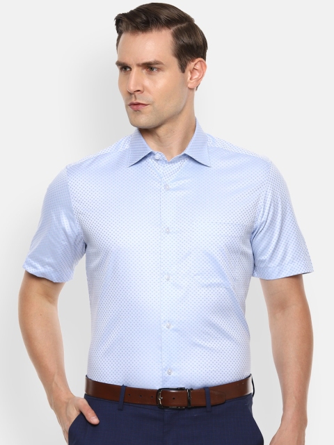 

Louis Philippe Men Blue Regular Fit Self Design Cotton Formal Shirt