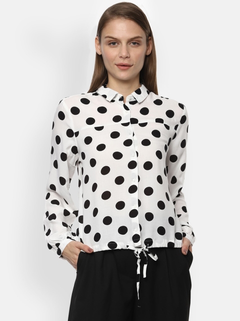 

Van Heusen Woman Women White & Black Regular Fit Printed Casual Shirt