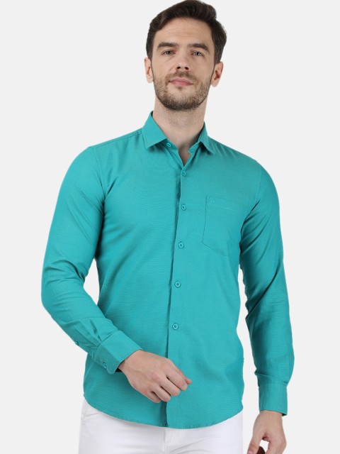 

Monte Carlo Men Green Slim Fit Solid Cotton Casual Shirt