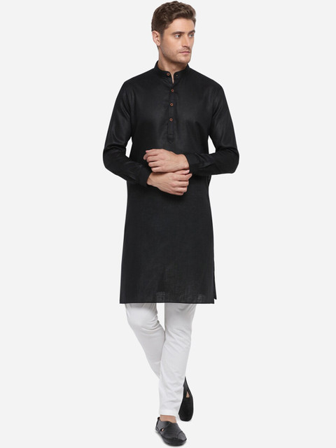 

Modi Kurta Men Black Mandarin Collar Kurta