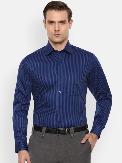 

Louis Philippe Men Blue Slim Fit Striped Cotton Formal Shirt
