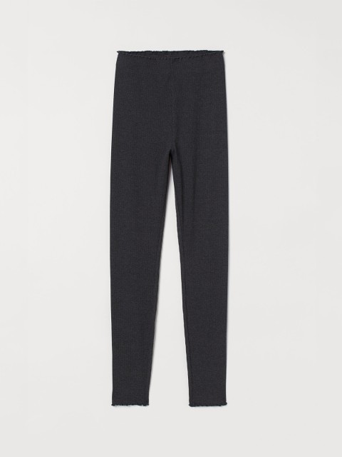 

H&M Women Grey Solid Ribbed Leggings