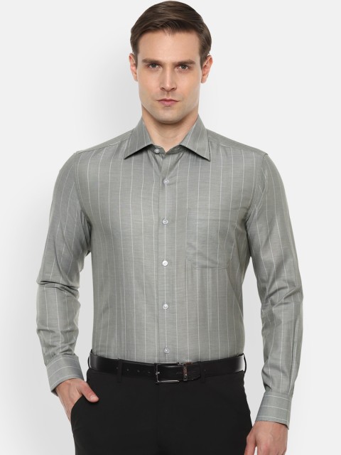 

Louis Philippe Men Grey Regular Fit Striped Cotton Formal Shirt