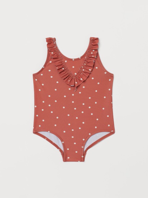 

H&M Girls Red Printed Flounce Trimmed Swimsuit