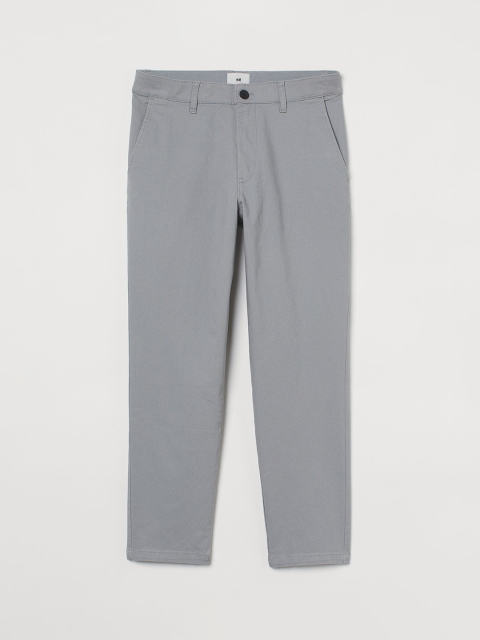 

H&M Men Grey Solid Cropped Chinos Slim Fit