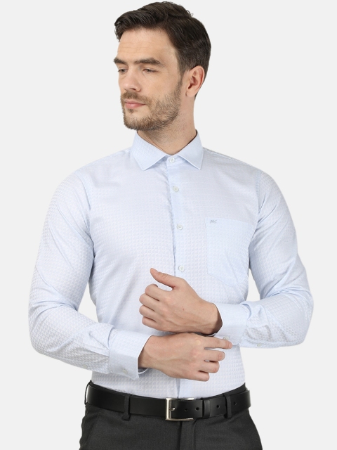 

Monte Carlo Men Blue Regular Fit Self Design Cotton Formal Shirt