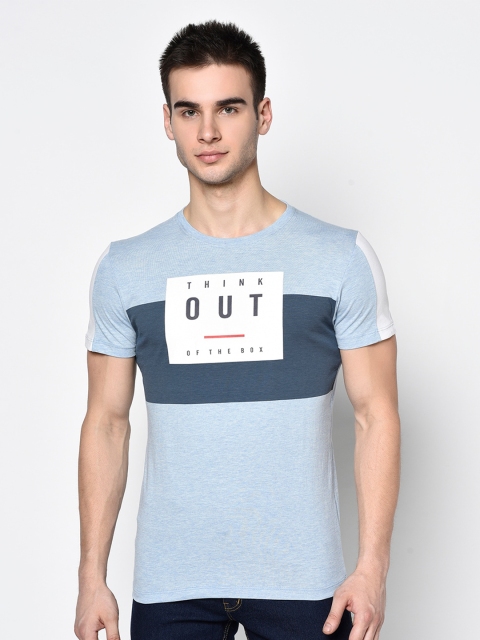 

Octave Men Blue & White Printed Round Neck T-shirt