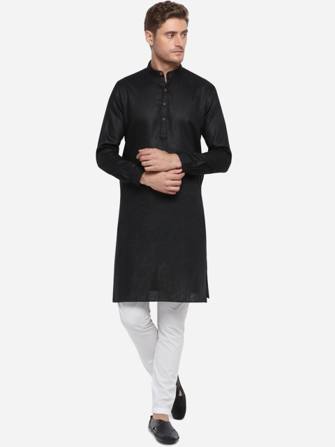 Modi Kurta Men Black Solid Kurtas