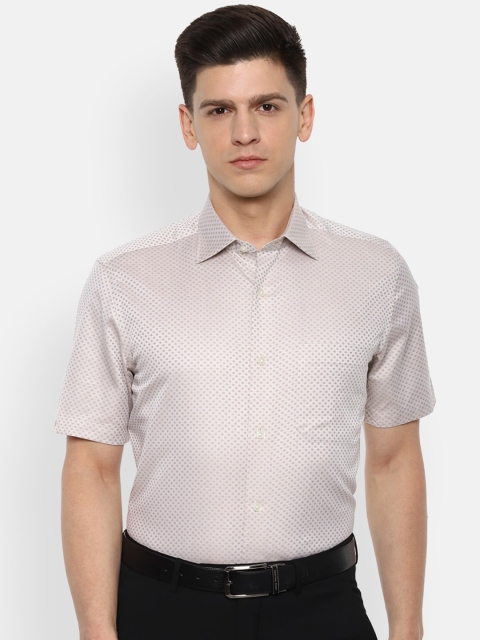 

Louis Philippe Men Grey & Beige Regular Fit Printed Cotton Formal Shirt