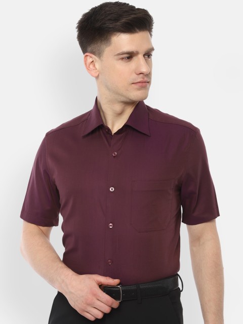 

Louis Philippe Men Burgundy Classic Regular Fit Solid Cotton Formal Shirt