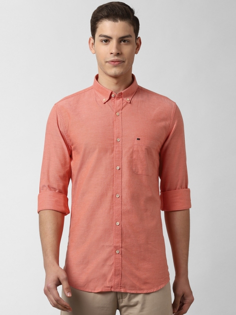 

Peter England Casuals Men Peach-Coloured Slim Fit Solid Casual Shirt