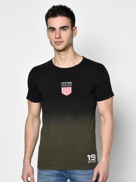 

Octave Men Black & Olive Green Dyed Round Neck T-shirt
