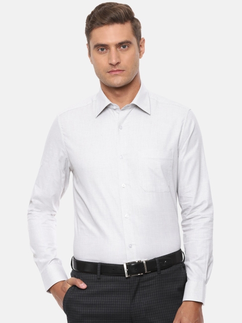 

Louis Philippe Men White & Grey Regular Fit Self Design Cotton Formal Shirt