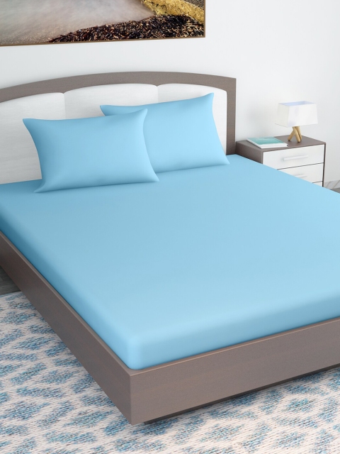 

Divine Casa Blue Solid 110 TC Polyester 1 Queen Bedsheet with 2 Pillow Covers