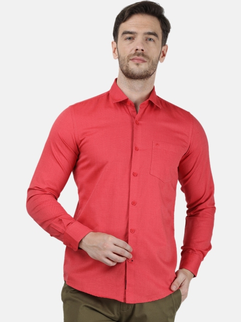 

Monte Carlo Men Red Slim Fit Solid Cotton Casual Shirt