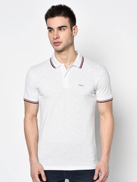 

Octave Men White Solid Polo Collar T-shirt