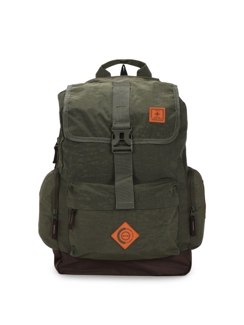 

Peter England Men Olive Green & Brown Colourblocked Backpacks