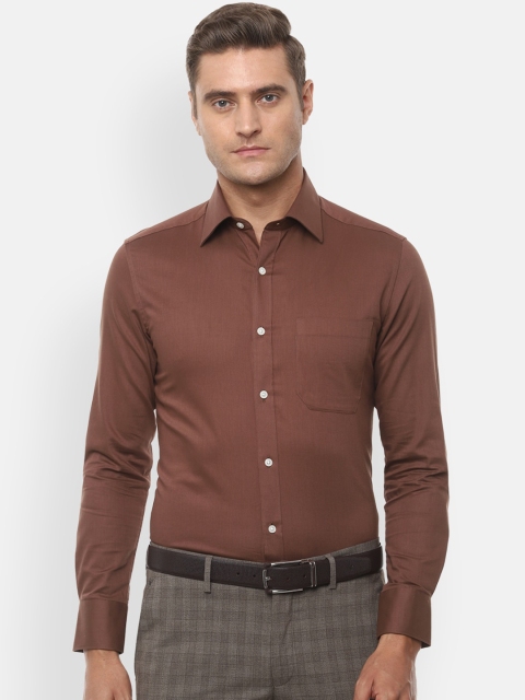 

Louis Philippe Men Brown Regular Fit Solid Cotton Formal Shirt