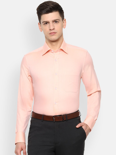 

Louis Philippe Men Peach-Coloured Regular Fit Solid Cotton Formal Shirt