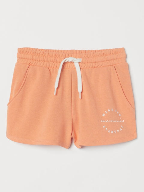 

H&M Girls Orange Solid Sweatshirt Shorts
