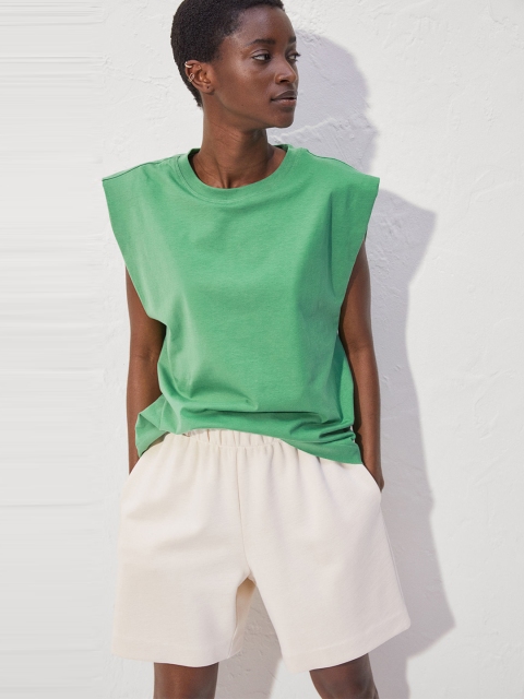 

H&M Women Green Solid Sleeveless T-shirt