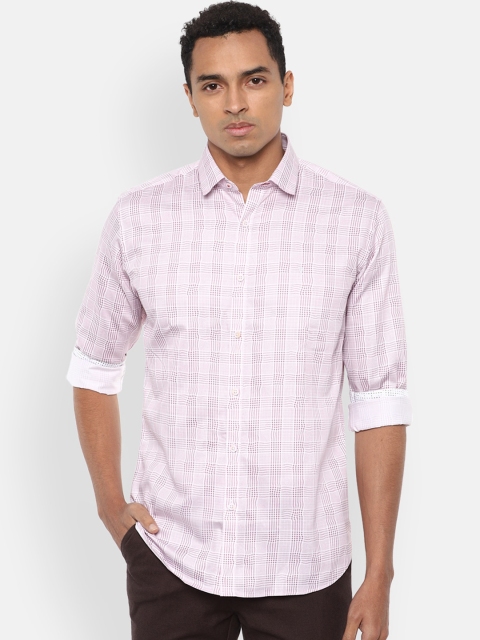 

V Dot Men Pink Slim Fit Checked Casual Shirt