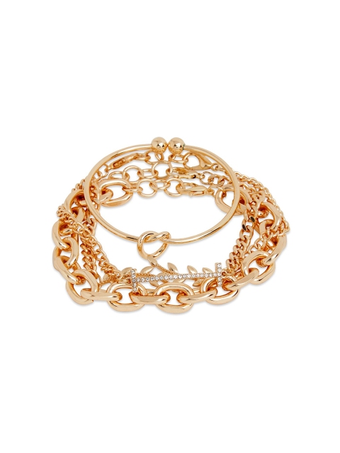 

20Dresses Set Of 4 Gold-Toned & White Zircon Multistrand Bracelets