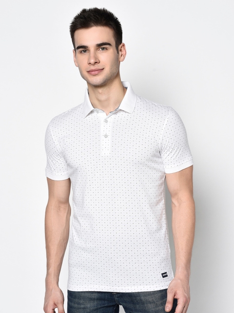 

Octave Men White & Charcoal Grey Printed Polo Collar T-shirt