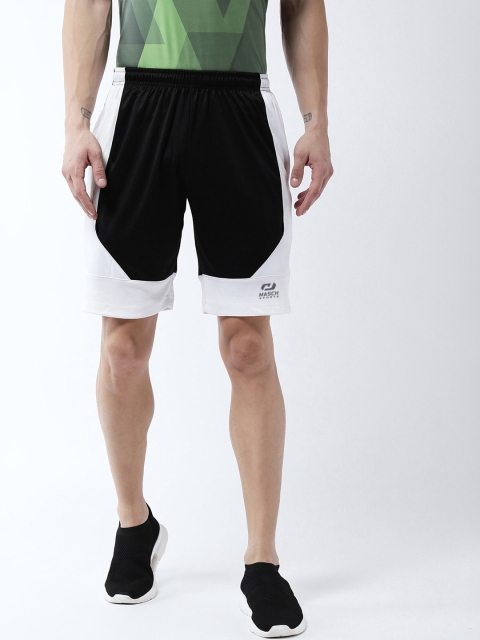 

Masch Sports Men Black & White Colourblocked Regular Fit Sports Shorts