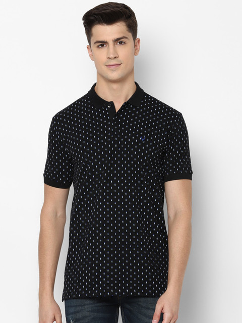 

Allen Solly Men Black White Abstract Print Pure Cotton T-shirt