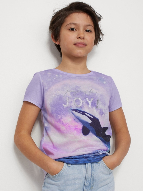 

H&M Girls Purple Printed T-Shirt