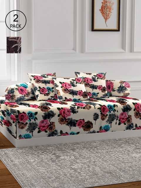 

KLOTTHE Set Of 2 Printed Diwan Set, Beige