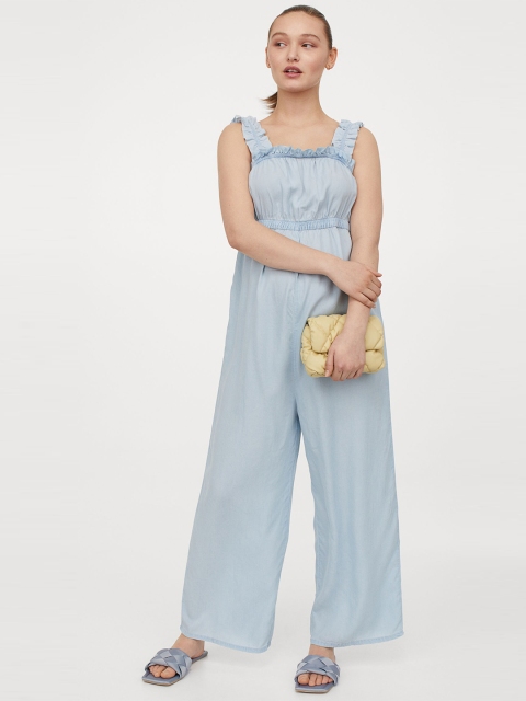 

H&M MAMA Blue Solid Lyocell Jumpsuit
