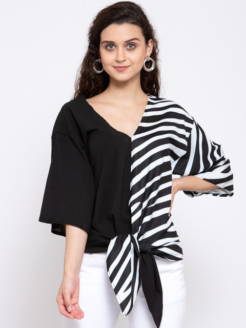 

iki chic Black & White Animal Striped Boxy Top
