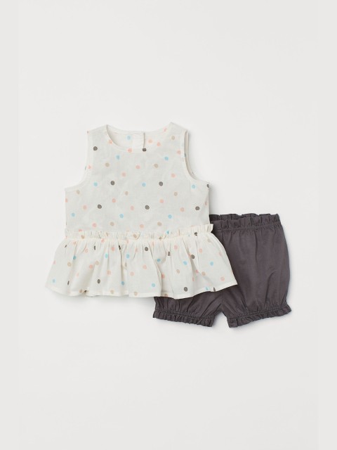

H&M Girls White & Black 2-Piece Cotton Set