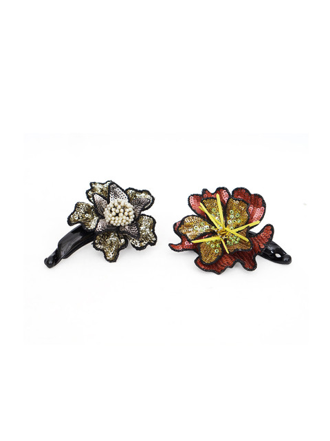 

Diwaah Multicoloured Set of 2 Embellished Banana Clip, Multi