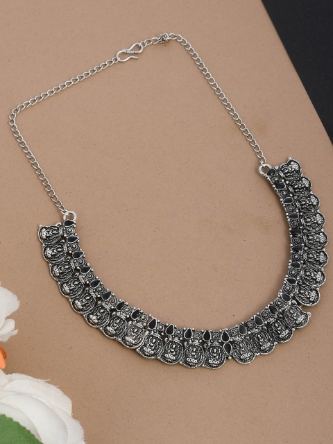 

Silvermerc Designs Silver-Toned Brass Silver-Plated Oxidised Necklace