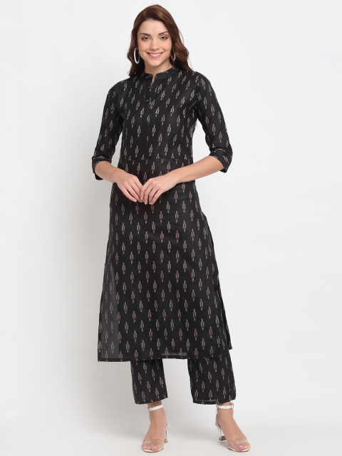 

KALINI Women Black Printed Kurta with Trousers
