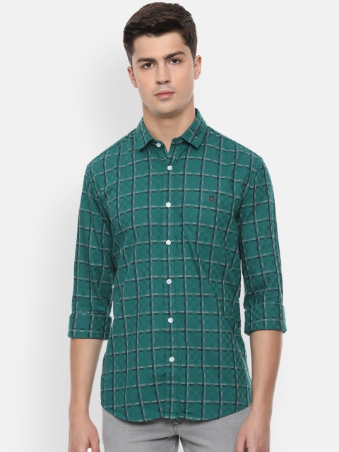 

Louis Philippe Jeans Men Green Slim Fit Checked Cotton Casual Shirt