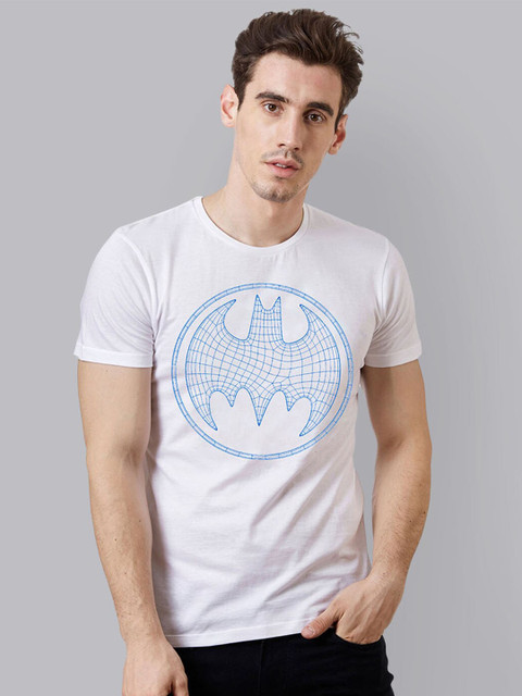 

Free Authority Men White & Blue Batman Printed Round Neck T-shirt
