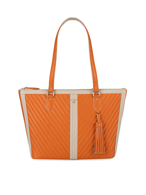 

Da Milano Orange Textured Leather Shoulder Bag