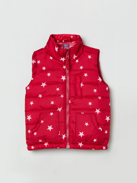 

max Girls Red & White Printed Padded Jacket