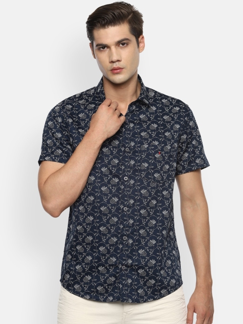 

Louis Philippe Sport Men Navy Blue Slim Fit Printed Pure Cotton Casual Shirt