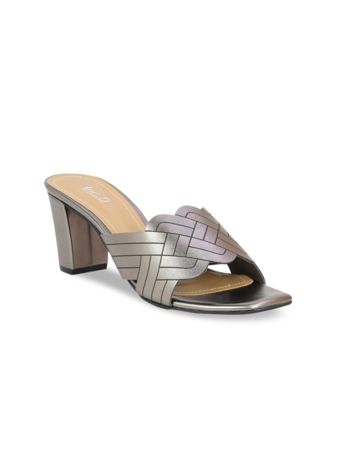 

Inc 5 Women Grey Woven Design Block Heels