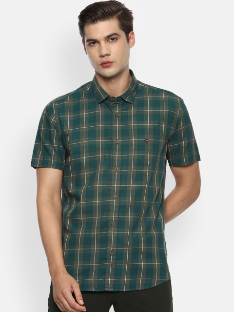 

Louis Philippe Jeans Men Green & White Slim Fit Checked Casual Shirt