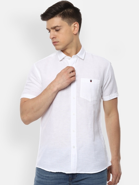 

Louis Philippe Jeans Men White Linen Cotton Slim Fit Solid Casual Shirt