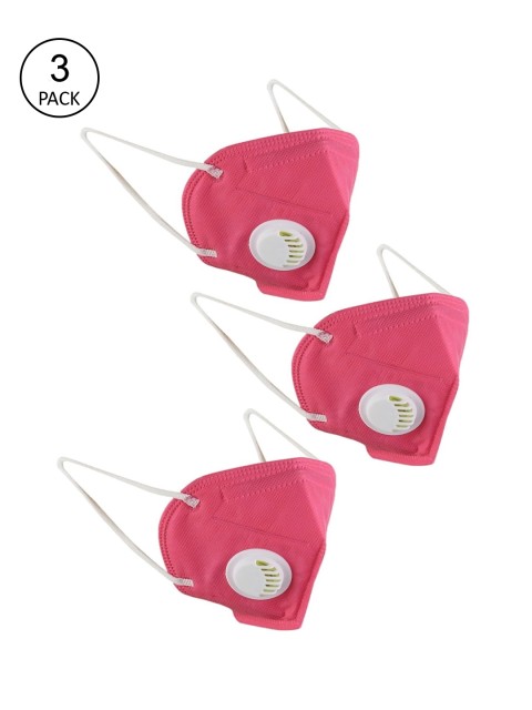 

OOMPH Unisex Pack Of 3 5-Ply Reusable Anti-Pollution KN95 Face Masks, Pink