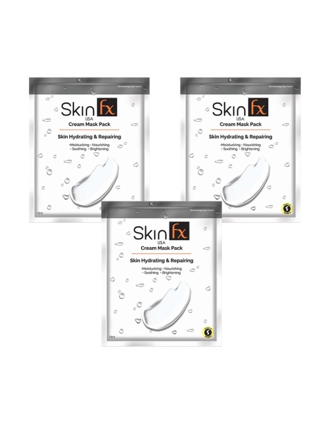 

Skin Fx Set of 3 Hydration And Total Repair Cream Masks, White